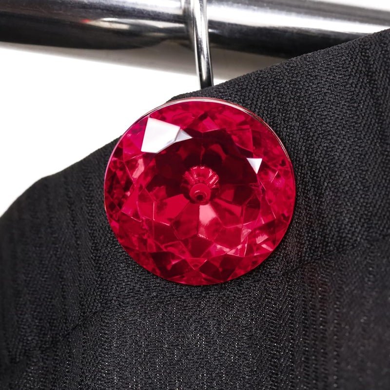 Popkozzi Red Crystal Shower Curtain Hooks: Bling Glitter Sparkle Shiny Round Diamond Decorative Shower Curtain Hooks for Bathroom - Luxury Fancy Glam Burgundy Rhinestones Curtain Rings & Hangers - Set of 12 - Image 3